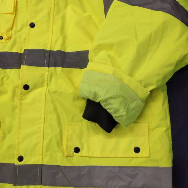 Arbeitsjacke Warnschutzjacke Regenjacke Herren Warnjacke Neon Gelb Safety Jacket Schutzparka Kapuze