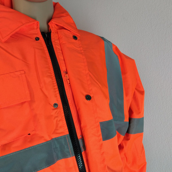 Arbeitsjacke Warnschutzjacke Parka Warnjacke Neon Orange Safety Jacket Regenparka Sicherheitsjacke