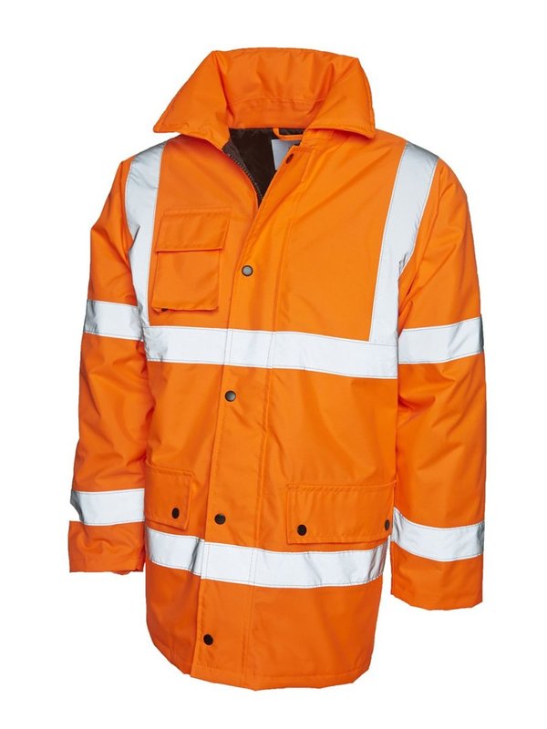 Arbeitsjacke Warnschutzjacke Parka Warnjacke Neon Orange Safety Jacket Regenparka Regenbekleidung