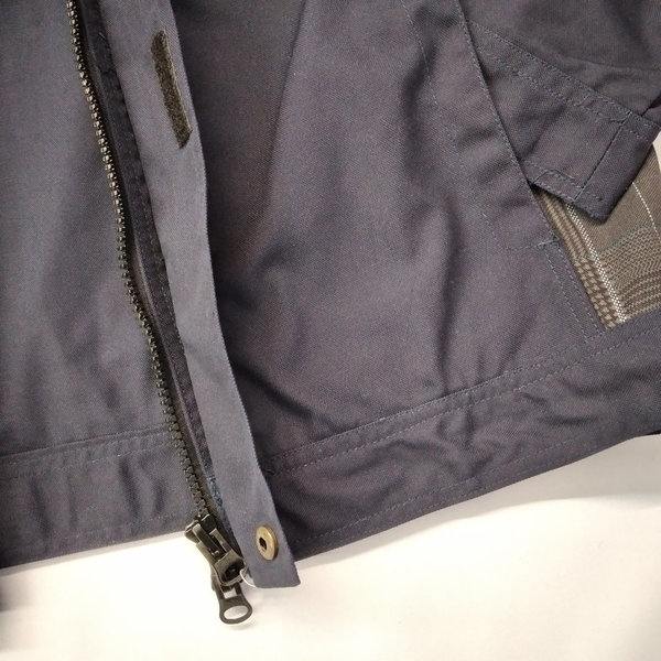 Arbeitsjacke marineblau Berufsjacke Klempner Jacke Canvas viereckige Karo Streifen Muster schwarz
