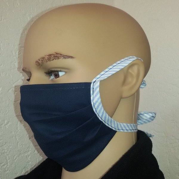 Staubmaske Mask Mundschutz Nasenschutz 2 -lagig marineblau Stoffmaske