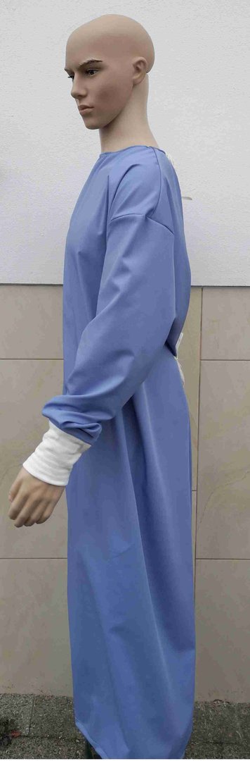 Kittel Arztkittel blau OP Berufsmantel Ärmel mit Strickbündchen Rückenverschluss Schutzkleidung