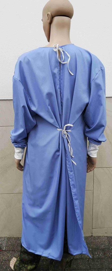 Kittel Arztkittel blau OP Berufsmantel Ärmel mit Strickbündchen Rückenverschluss Schutzkleidung