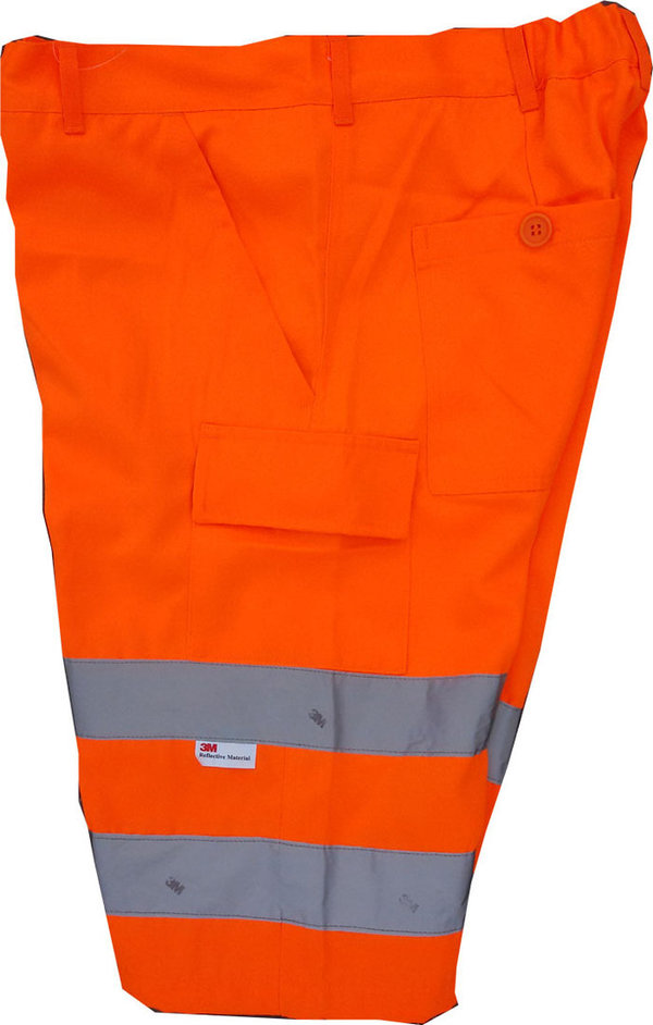 Warnschutz Hose Shorts Kurze Bundhose Arbeitshose neon Orange Gr.44, 50