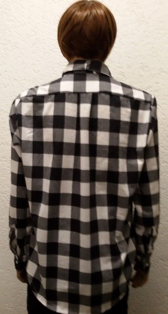Arbeitshemd Gr. 54 Holzfelder Hemd weiß schwarz kariert Flanellhemd Herrenhemd