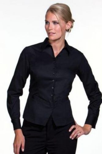 Damen Größe L Bluse Kellner Hemd Gastronomie Bedienung Long Sleeve schwarz black