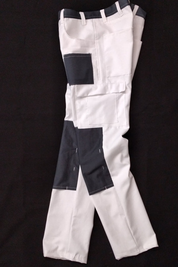 Arbeitshose weiß grau Malerhose mit 10 Taschen Bundhose weiße Kleidung für das Malerhandwerk Maurer