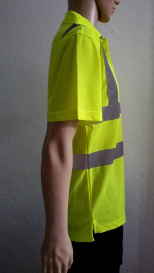 Arbeitshemd Polo-Shirt mit Reflektorstreifen neon gelb
