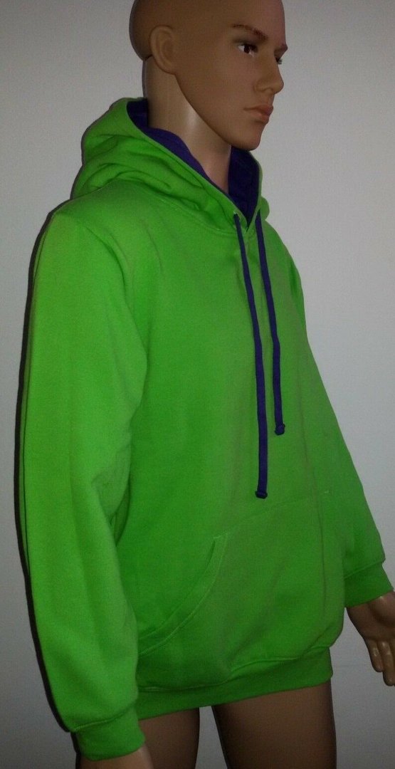 Hoody hellgrün lila Kontrast Sweatshirt mit Kapuze XS 2XL Sweat Kapuzenpullover