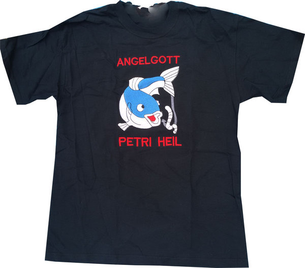 T-Shirt ANGELGOT PETRI HEIL Fischer Angelschein Shirt Herren gestaltet online kaufen günstig angel