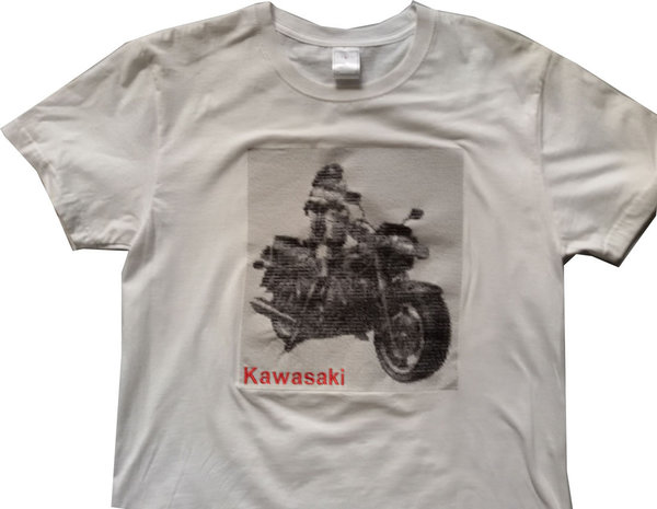 T-Shirt weiß Motorrad Gestickt Größe M gestaltet online kaufen günstig Geburtstagsgeschenk