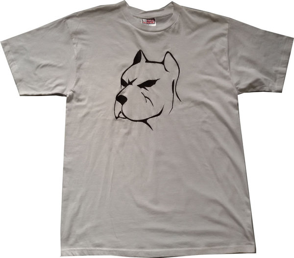Herren T-Shirt weiß Bestickt mit Pit Bull Größe L gestaltet online kaufen günstig Geburtstag