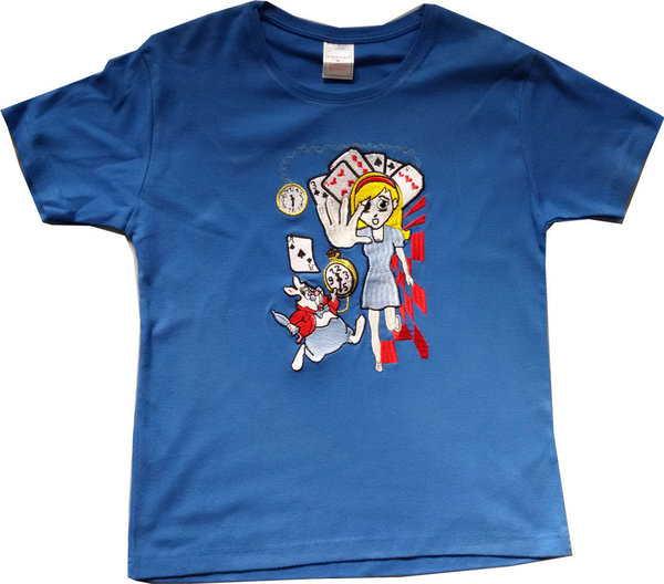 Damen T-Shirt royalblau Größe M Bestickt Glitzer TV Hase Superstars oldschool kaufen Onlineshop