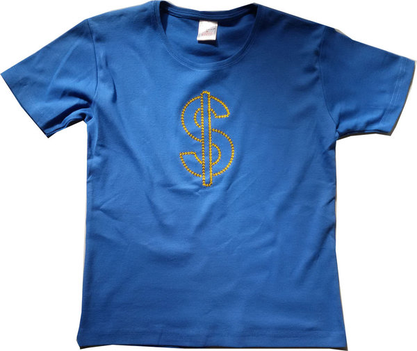 Größe M Damen T-Shirt royalblau Pailletten Bestickt Glitzer Dollar USA 2022 Symbol Shirts Girls