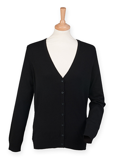 Damen V-Neck Cardigan schwarz Strickware Pullover