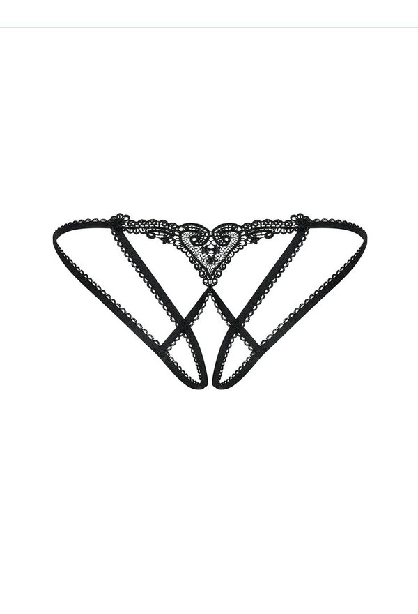 Edler Damen Dessous schwarzer Spitzenpanty Rückseite mit vielen Riemchen Sex Unterhose für jede Frau