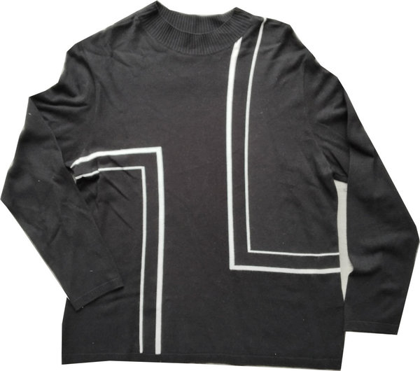 Größe XS Damen Pullover schwarz mit weißen Streifen horizontal und vertikal Damenbekleidung Pulli