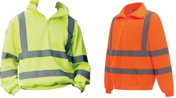 Hi Vis 1/4 Zip Sweatshirt Arbeitspullover Safety Warnschutzbekleidung Warnpullover Reflexstreifen