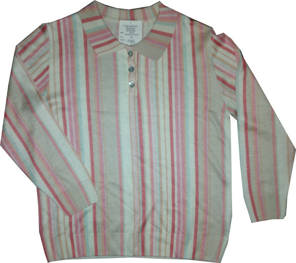 Größe 38 Damen Pullover Sweatshirt Poloshirt Kragen Sommerpullover bunter Pulli Streifenpulli Frau
