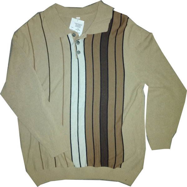 Herrengröße 50 Brauntöne Pullover mit Streifen bunt Herren Pulli Polokragen Knopfleiste vielen Farbe