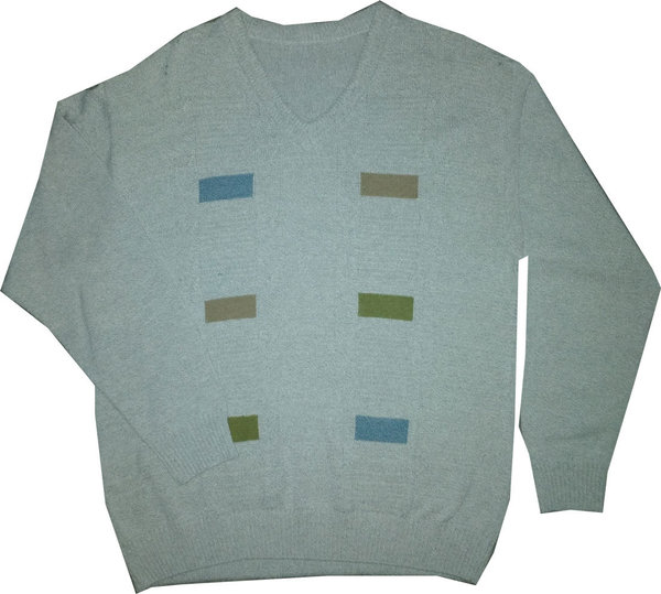 Herrengröße XL Pullover silber lustige Vierecken blaugrau grün Herren Pulli Einzelstück online kaufe