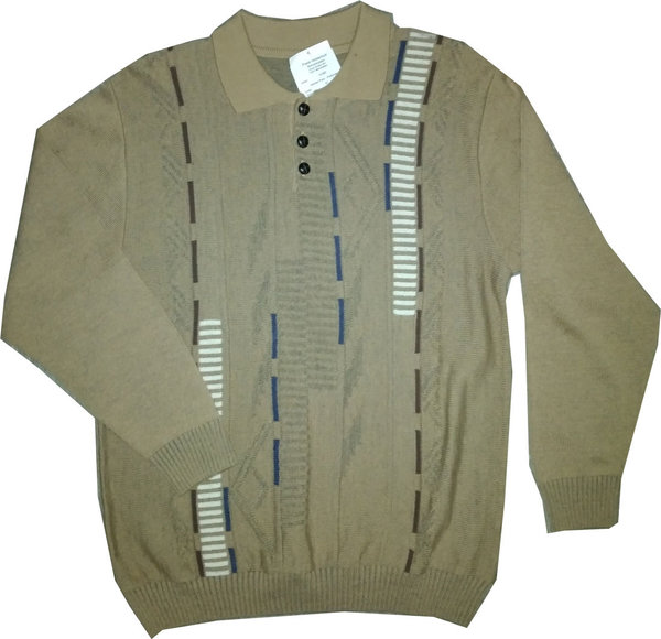 Größe 50 Herren Pullover gemustert beige hergestellt Deutschland Herrenkleidung Polo-Kragen Motive
