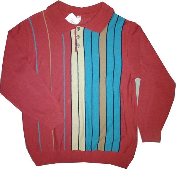 Größe 50 Pullover Herren rot petrol blauen Streifen Kleidung günstig online kaufen Polokragen Pulli