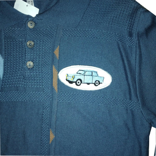 Größe 50 Herren Pullover blau mit Trabi Oldtimer go dieses Auto Kult online kaufen Autofans Club DDR