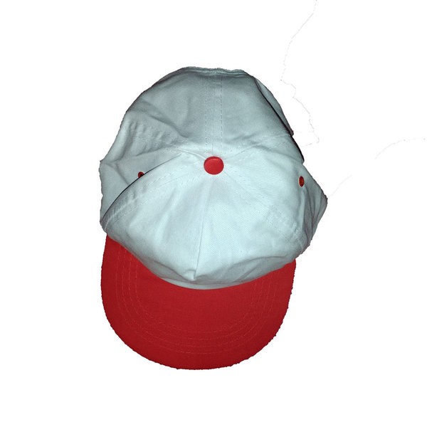 Promo Kappen weiß-rot Baumwolle Mütze Caps 5 Panel Cap Baseball-Cap weiße Kappe mit rotem Schirm