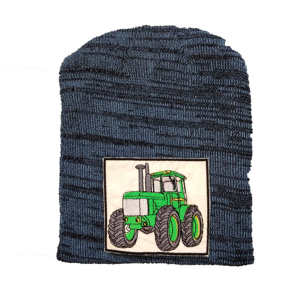 Kinder Beanie Mütze mit Traktor Strickmütze Wintermütze Trecker Kappe Landfahrzeug Bauernhof