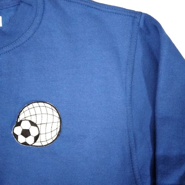 Kids Sweater mit Fußball Weltkugel Fußballfans Stadion Bekleidung blau weiß Sweatshirt Top Preis
