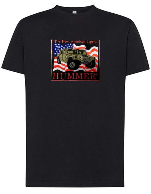 Sommer Herren T-Shirt mit American Legend Hummer USA Fahne Militärfahrzeug Geburtstagsgeschenke