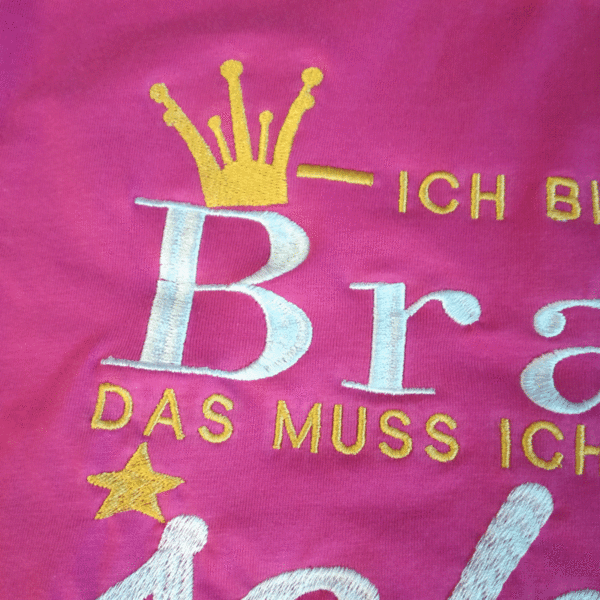 JGA Damen T-Shirt Braut Shirt Pink mit Stickerei Lustige Sprüche Junggesellenabschied Ladies Night