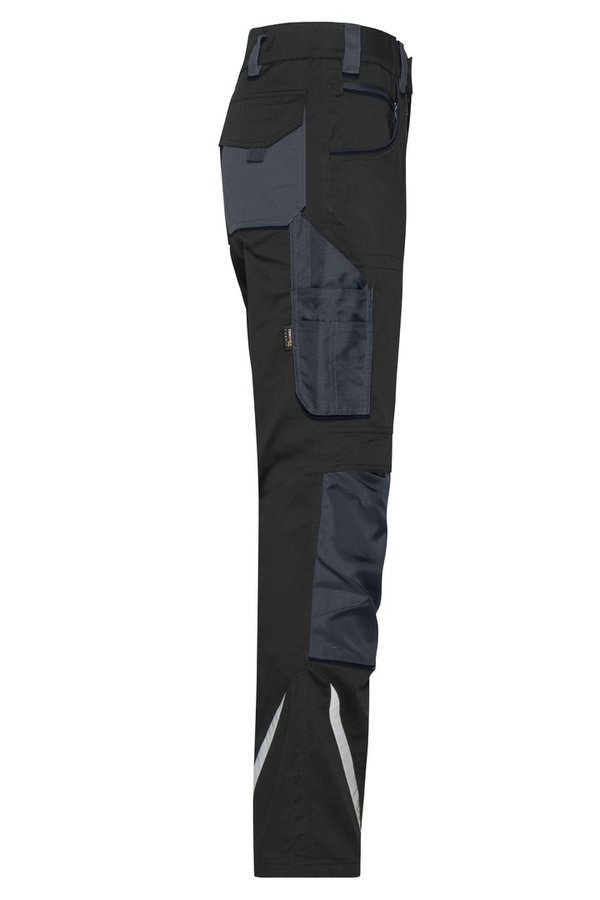 Arbeitshosen Berufshosen schwarz carbon Hose mit Kniepolstertaschen & diverse Werkzeugtaschen