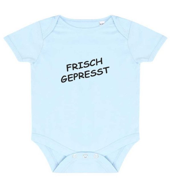 Bodysuit Baby Body Babywäsche für Jungs & Mädchen lustige Sprüche FRISCH GEPRESST Babykleidung