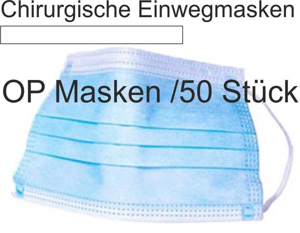 50 Stück Chirurgische Einwegmasken Typ IIR Schutzmaske Mund-Nasenschutz Altagsmaske blau Top Masken
