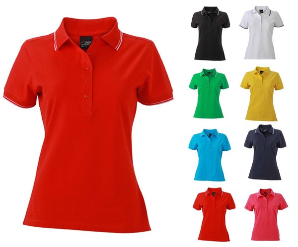 Pique Polo-Shirt Sportliches Damenpoloshirt zweifarbig Berufskleidung Klinik & Praxisbekleidung