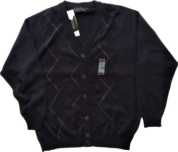 Größe 52 Herrenbekleidung Strickjacke mit schwarz Karomuster Kleidungsstück Jacke Herrenausstatter