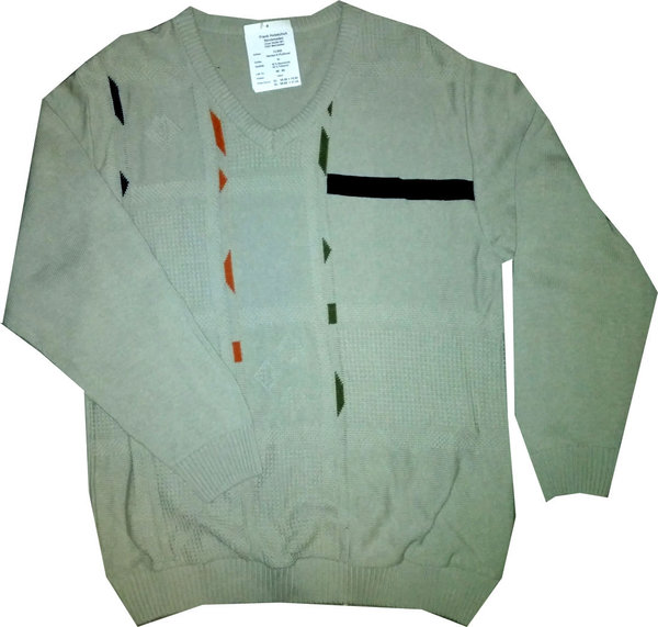 Pullover Herrengröße 50 Lederapplikation Sommerpullover in der Natur beigen Farbe Herrenkleidung
