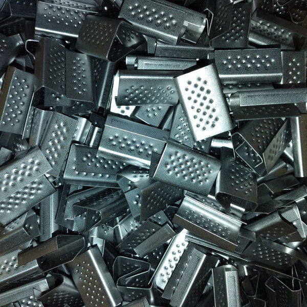 2500 Stück Verschlusshülsen für PP-Umreifungsband 16 mm (genoppt) Verpackungsmaterial aus Stahl