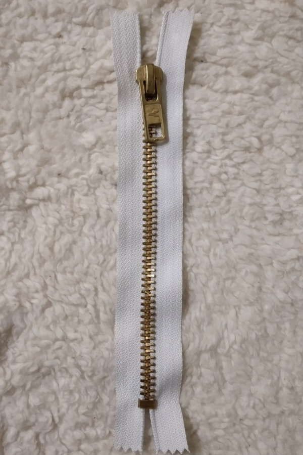 Reißverschluss Erzatz für Zunfthosen Arbeitshosen weiß gold 18cm lang / #8 Doppelpilot