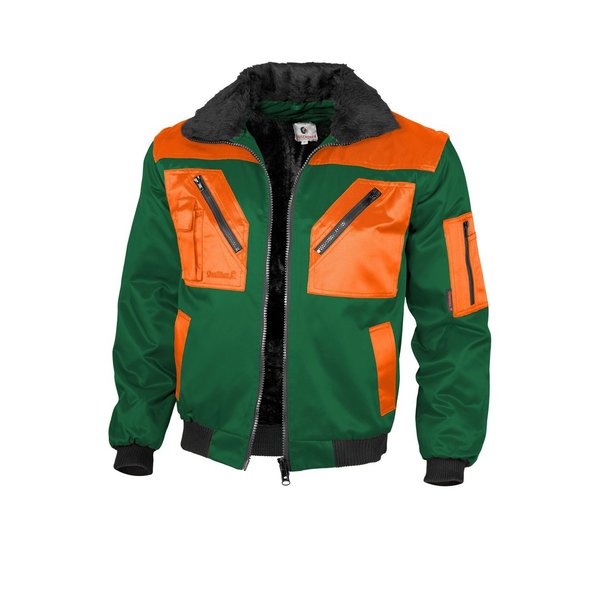 Pilotenjacke Arbeitsjacke Winterjacke grün orange Jacke für Gärtner Galabau