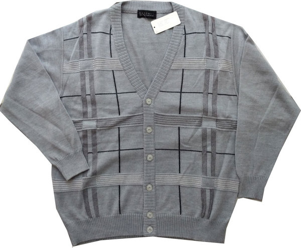 Größe 2XL grau gestreift Strickjacke Herren Bekleidung Boutique hochwertig V-Ausschnitt Männer