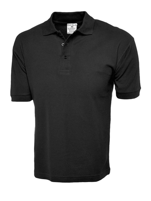 Poloshirt schwarz 100% Baumwolle mit Stickerei Logostickerei Firmenlogo BESTICKT Polohemd mit Logo
