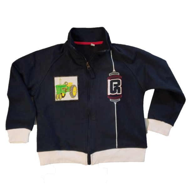 Kinder Sweatjacke marineblau mit Patches Traktor Fendt Sweatshirtjacke mit Emblem