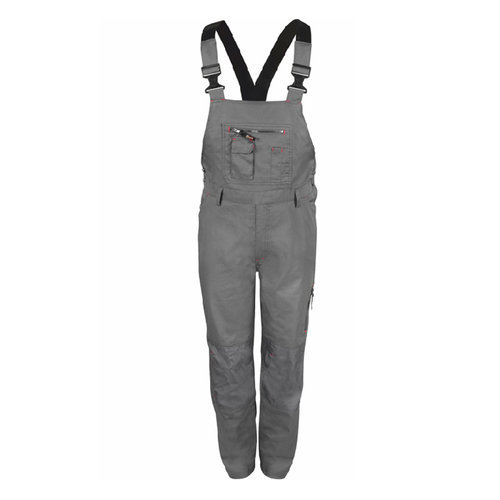 Spodnie robocze ogrodniczki na szelkach szare stabilna odzież robocza dla pracownika