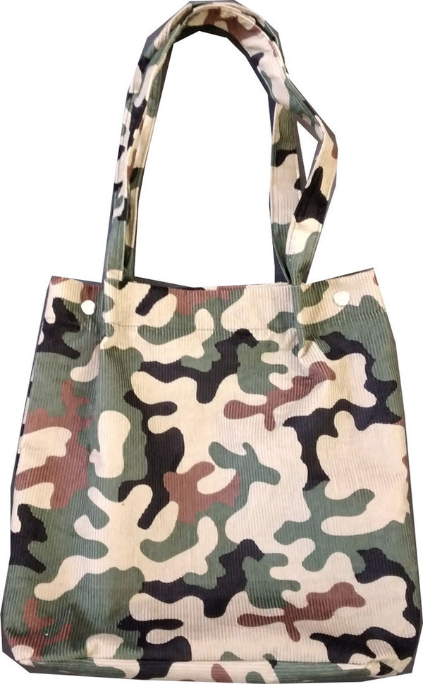 Damen Tasche aus Cord Bundeswehr Farbe Flecktarn Frauen Shopper