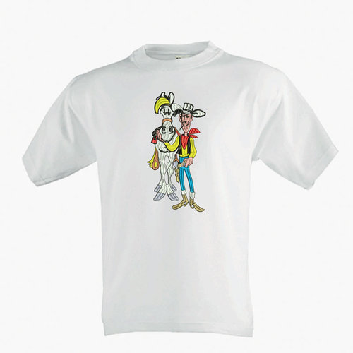 Kinder T-Shirt mit Motiv Lucky Luke Jolly Jumper weiße Pferd Shirts in allen Größen